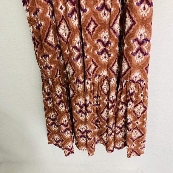 Knox Rose Dress Women Large Cognac Maxi Tier Paisley Prairie Boho Cottage NWT - Picture 9 of 10